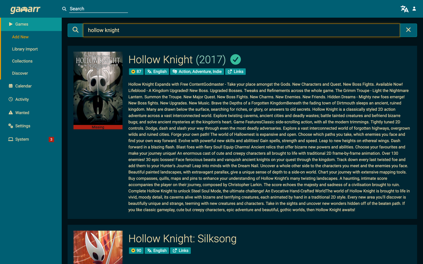Adding a new game to Gamarr, with metadata pulled from Steam